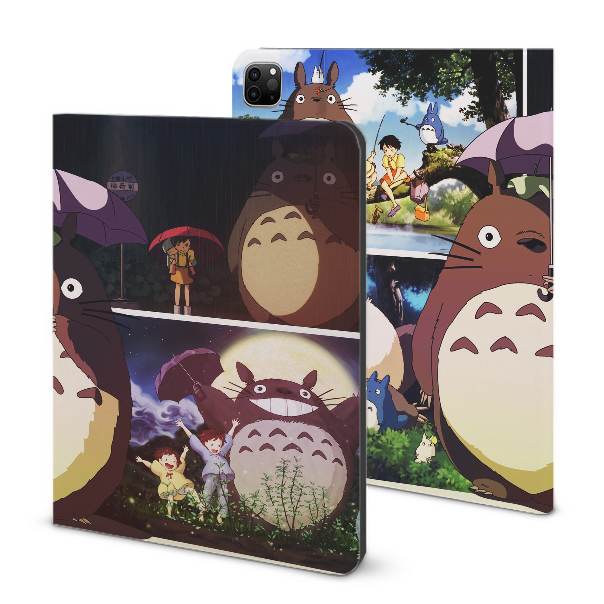 （画像用） となりのトトロ 草壁メイ 草壁サツキ My Neighbor Totoro Satsuki Kusakabe Mei Kusakabe IPad ケース ブック型 PUレザー TPU 耐衝撃 軽量 薄型 ペン収納なし 全面保護 IPad 各モデル対応